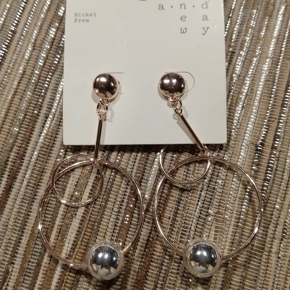 Rose Gold Linked Hoop Ball Earrings
